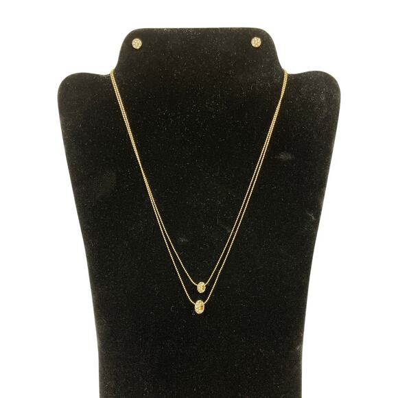 A'Gaci Goldtone Necklace and Earrings Set Circle Bling Charms 10 inches Long - Picture 1 of 5